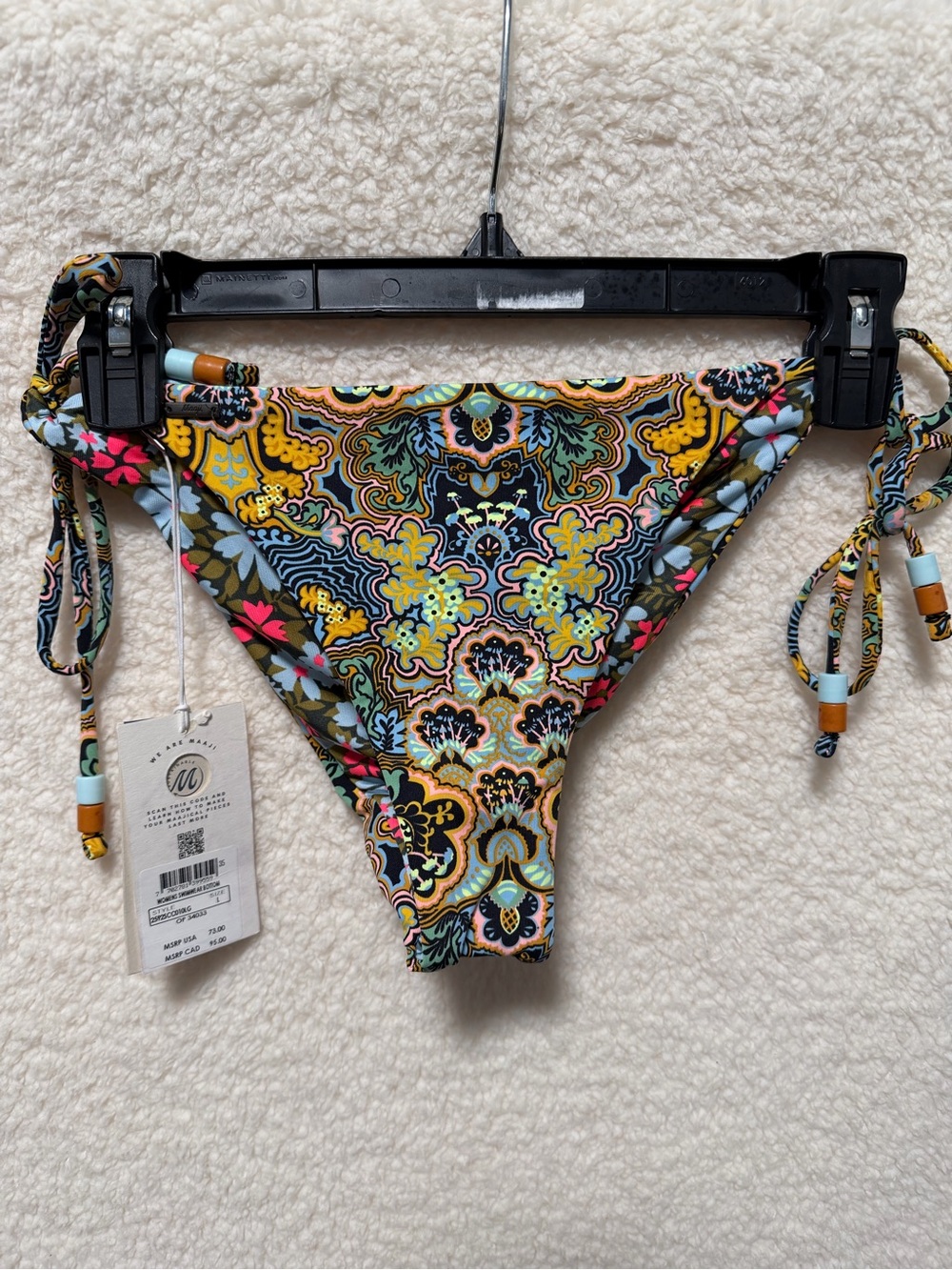 MAAJI Reversible Bikini Bottom Multicolor Paisley Floral Tie Size Large NWT NEW